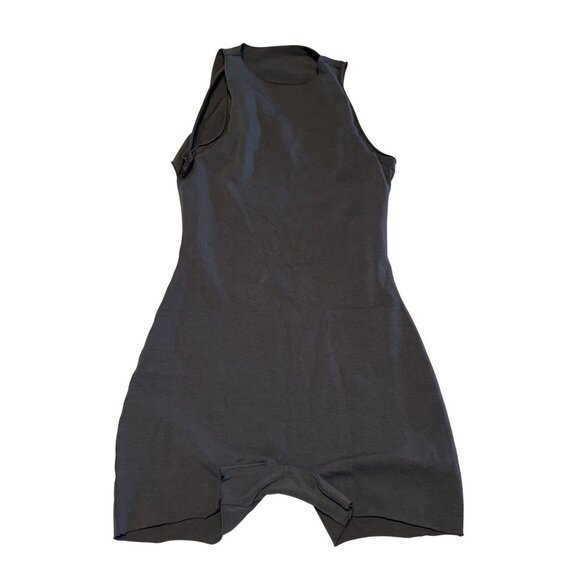 NWOT SKIMS Raw Edge Cutout Back Charcoal Gray Onesie Women's X-Small XS